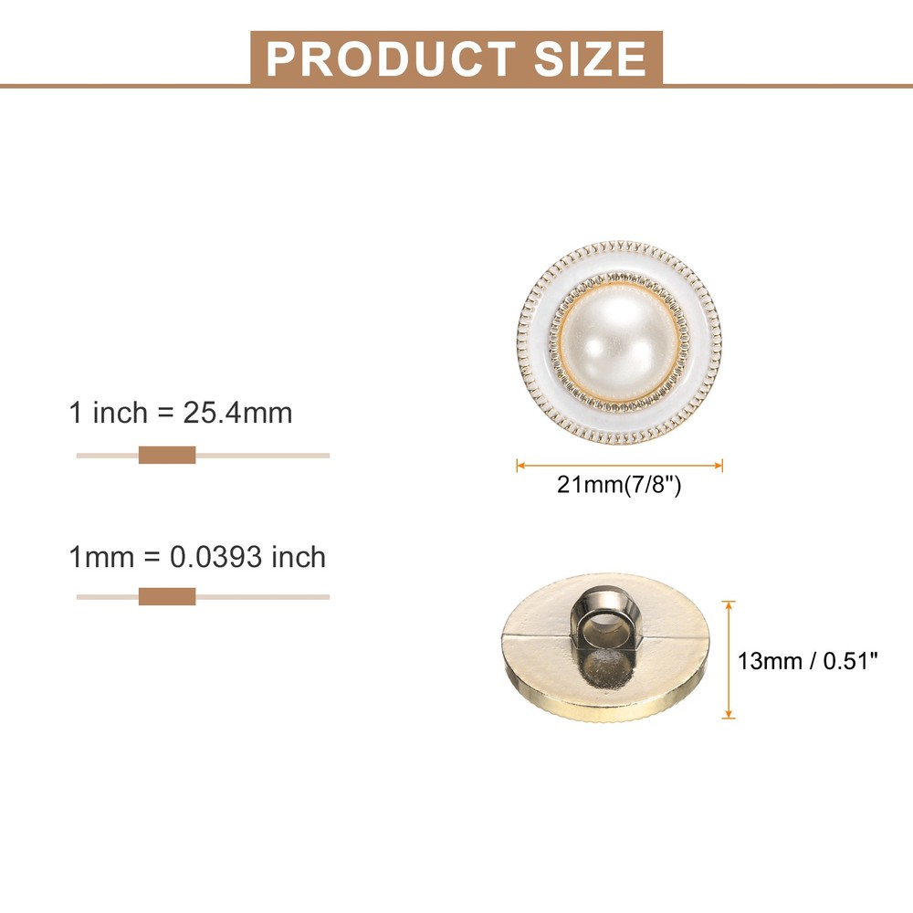 5pcs Gold Pearl Button 21mm 0.51" Thick Sewing Button Style D