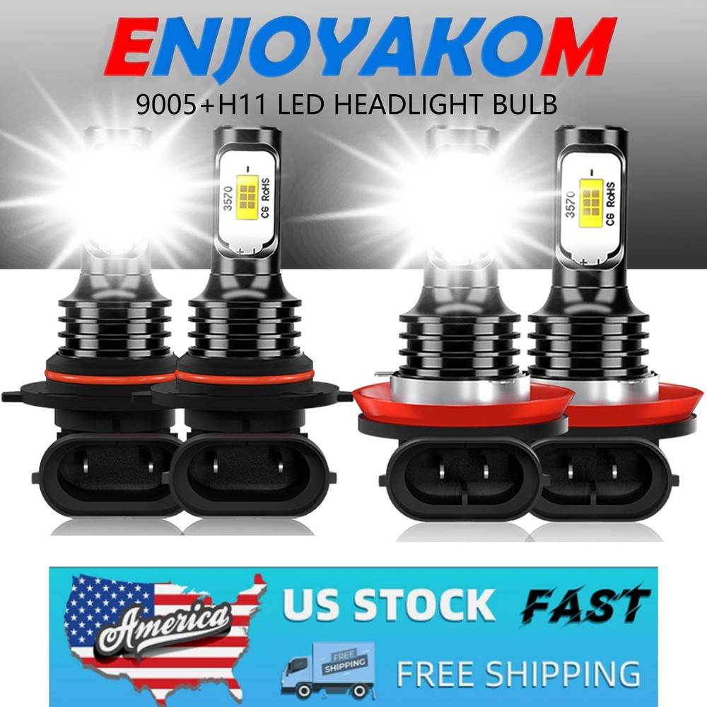 For Toyota Camry 2007-2017 4PC Combo LED Headlights High&Low Beam Bulb Kit White