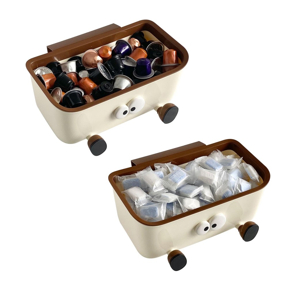 NINEWEEN 2 Pack Kitchen Accessories Storage Container, Plastic 2 Pack, Beige