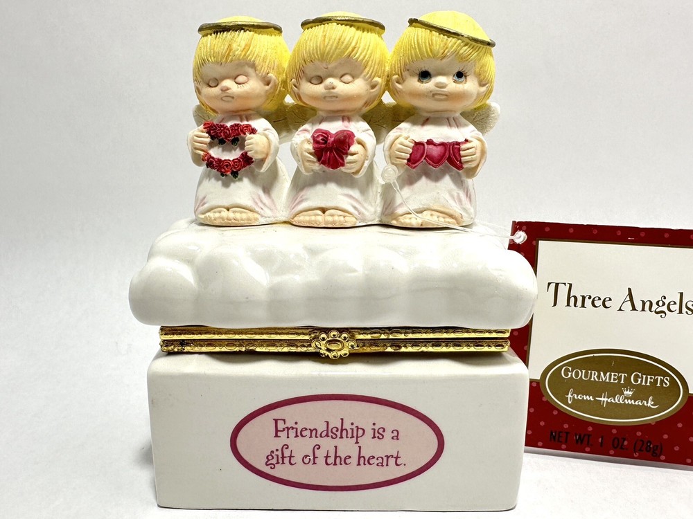 Hallmark Three Angels Hinged Trinket Box Empty