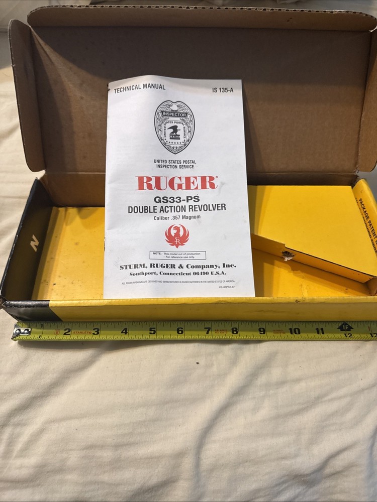 Ruger cardboard gun box With Gun Manuel