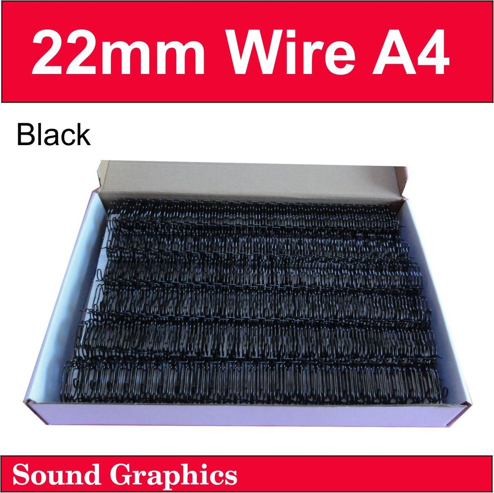 22mm 7/8" (180 sheets) TWIN LOOP BINDING WIRE Box of 50 - Black / Silver