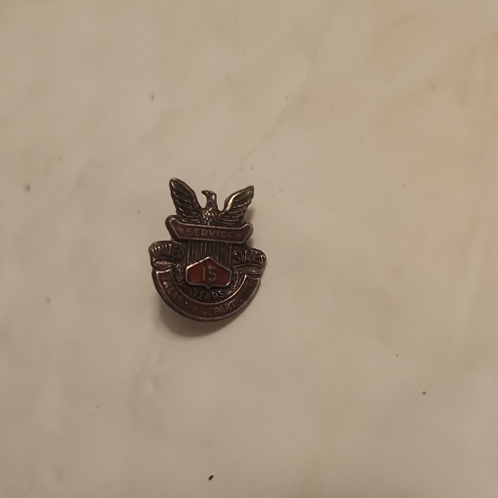 15 Years Service Award Pinback Badge Red Eagle Shield Awards Theme