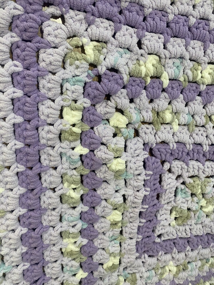 Purple Handmade Crochet Small Blanket 35" X37"