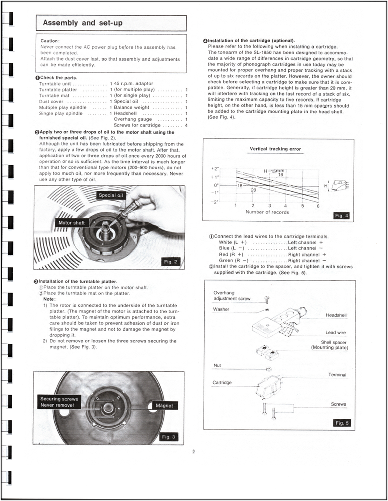 Technics SL-1950 Turntable Owners Manual