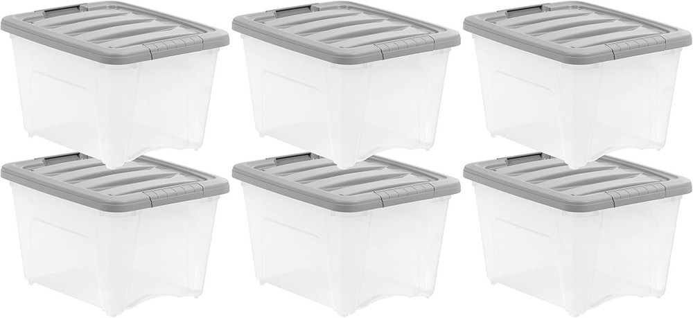 Plastic Storage Containers W/ Secure Latching Lids Stackable Organization Bins