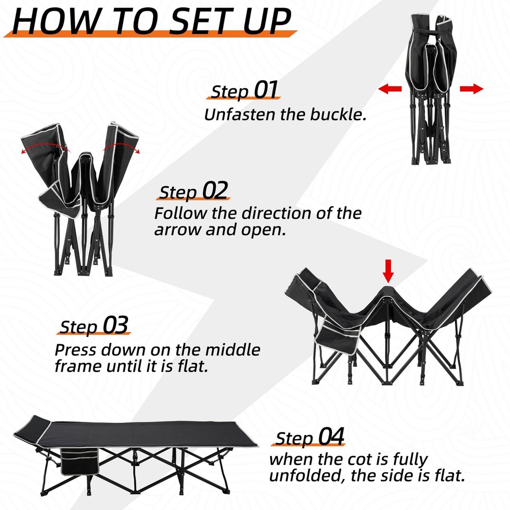 Portable Camping Cot, 32" Extra Wide Camping Cots for Everyone with Thick Cus...