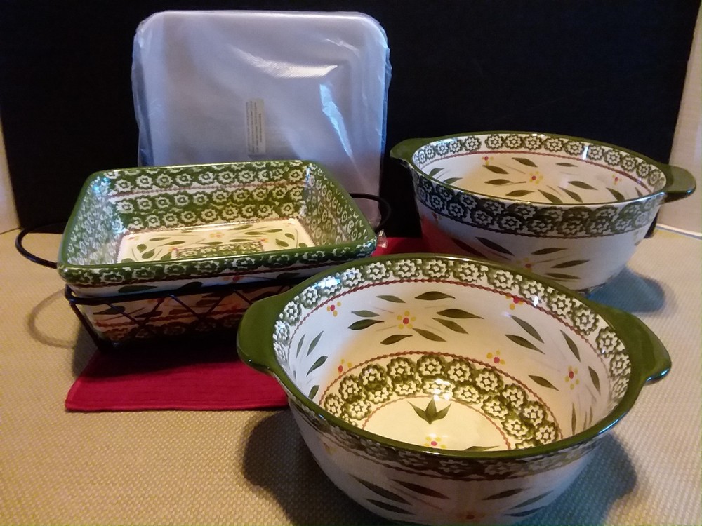 Temp-tations 6 pc Old World Green Bakeware Set  Baking Set Cookware