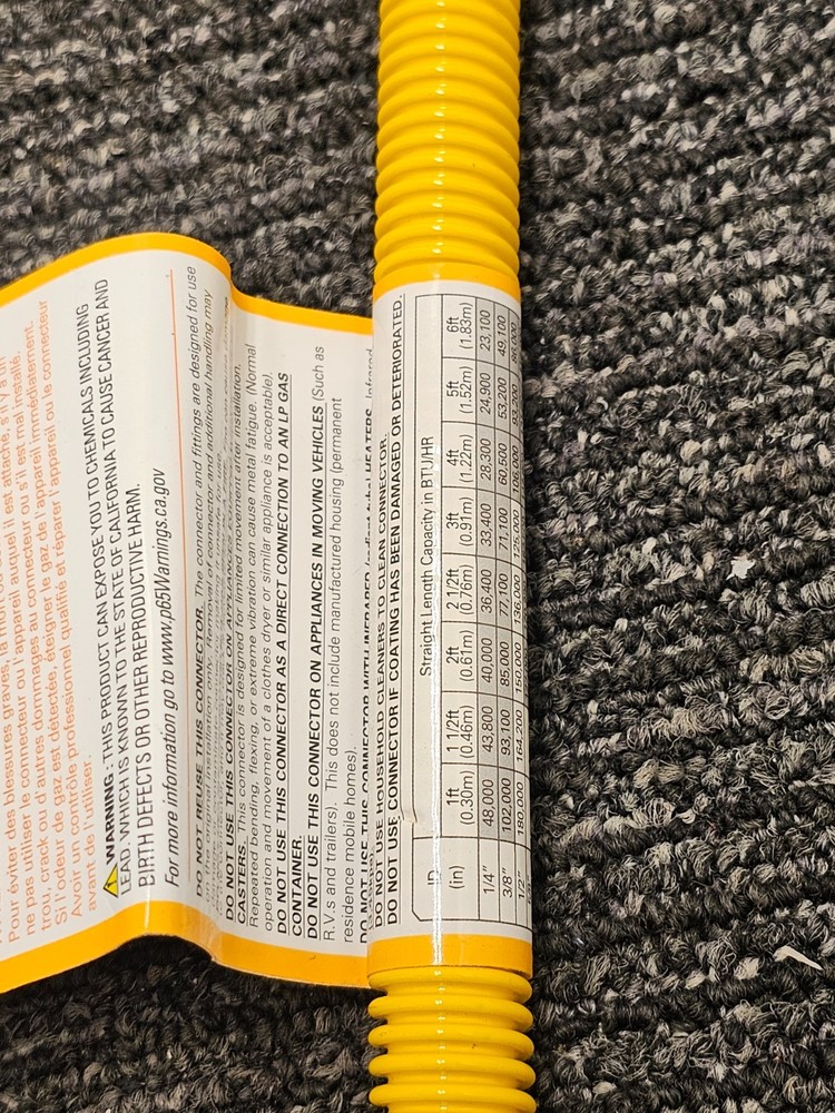 (QTY 2) Easyflex EFGC-038-YE-1011-18 1/2" MIP x FIP Gas Flex Connector Coated