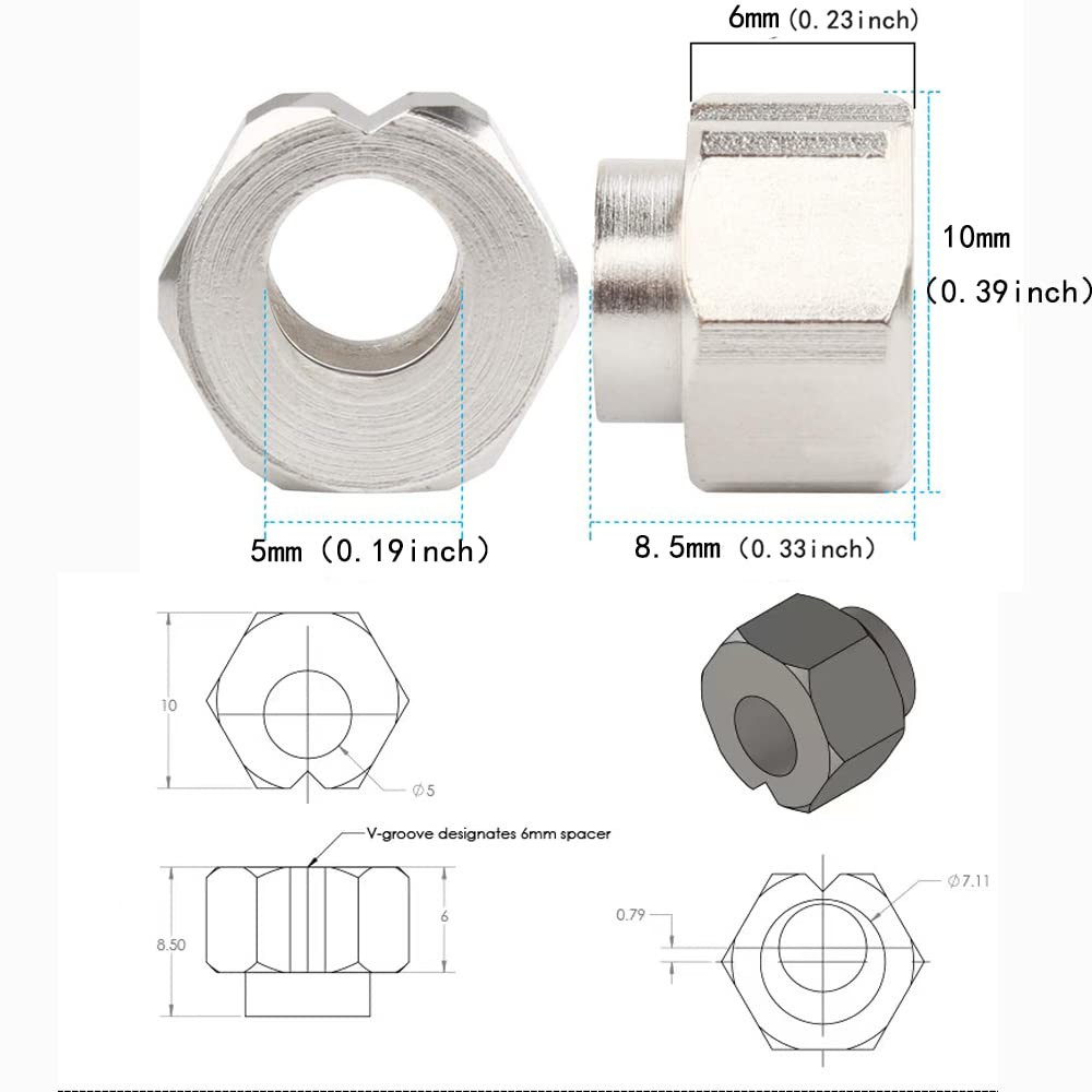 20Pcs 3D Printer Eccentric Nut, Spacer 10mm x 8mm, Silver