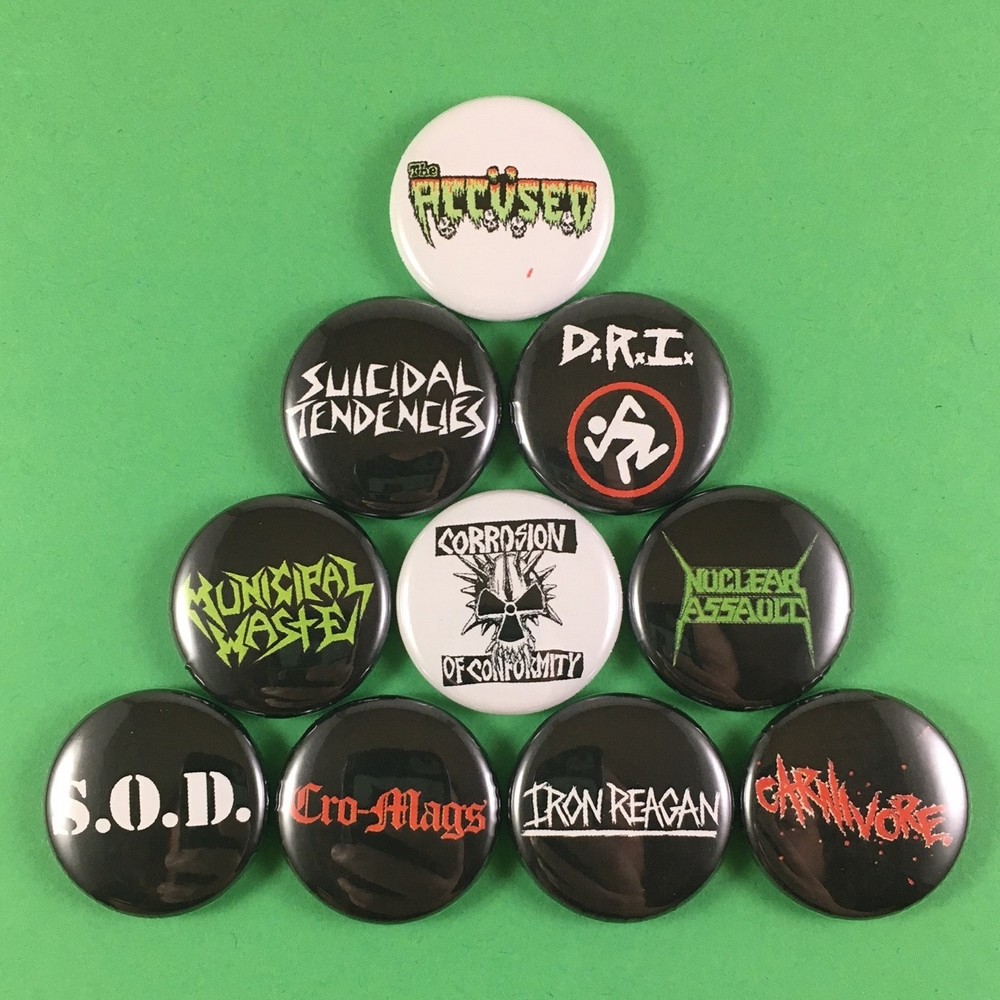 Crossover Thrash 1" Pinback Button Set (Includes all 10 pins) Metal Punk