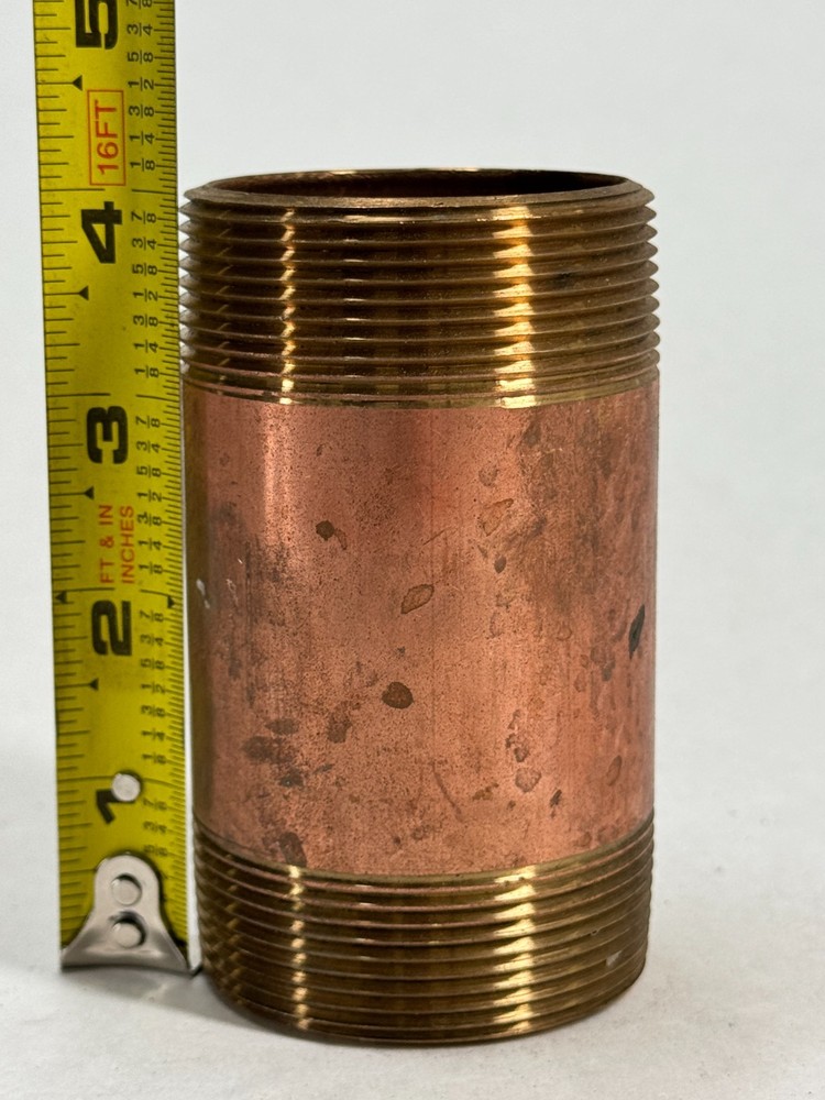 Brass Nipple 2" NPT Schedule 40 x 4" Long, Thread Both Ends