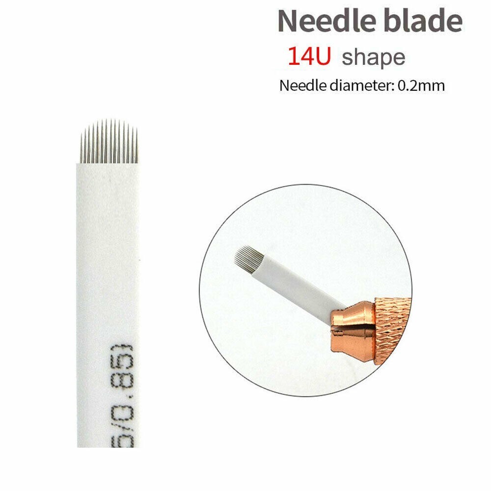 14 Pin U Shape Shading Needle Microblading Permanent Makeup Eyebrow Tattoo Blade