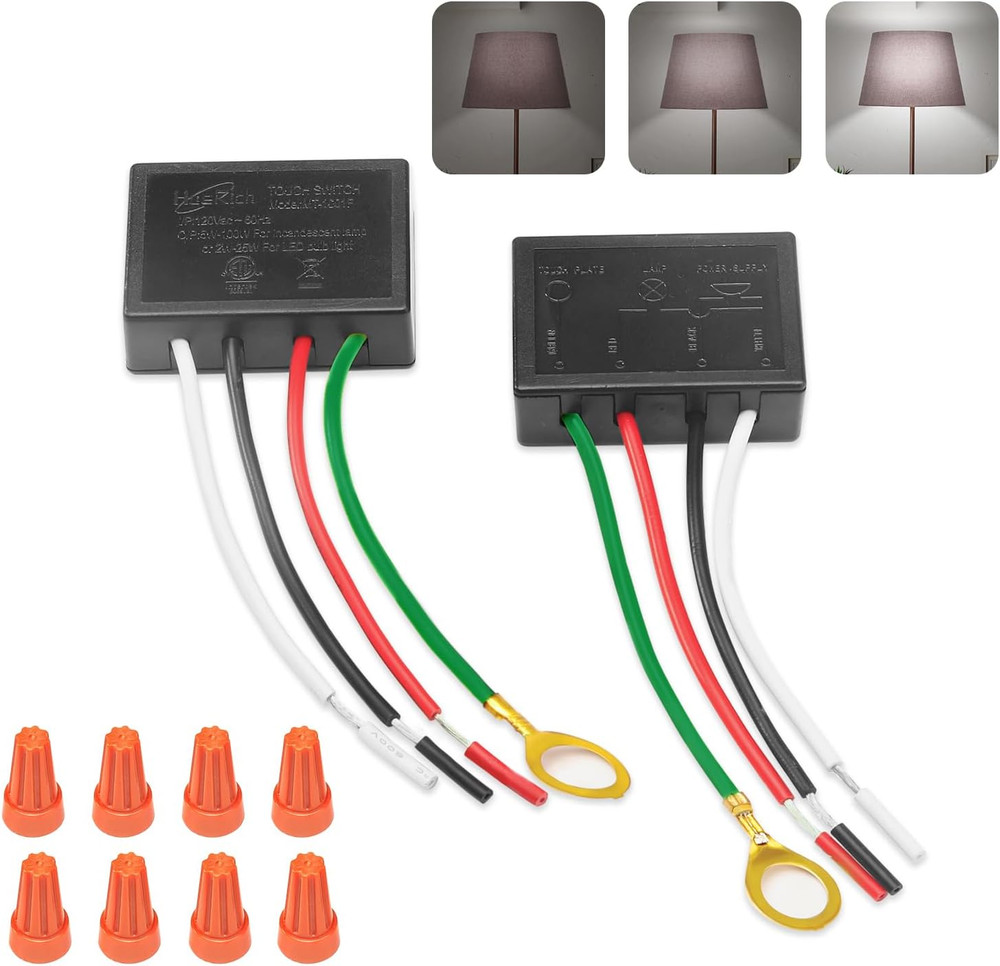 Touch Lamp Switch 2 Pack, Touch Lamp Control Module for Dimmable LED, Incandesce