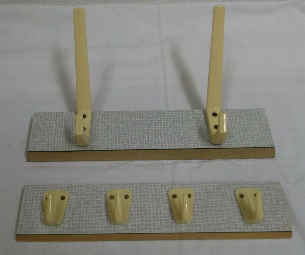 40er 50er 2 Wardrobe Kitchen Hook Wood Laminated Plastic Hook