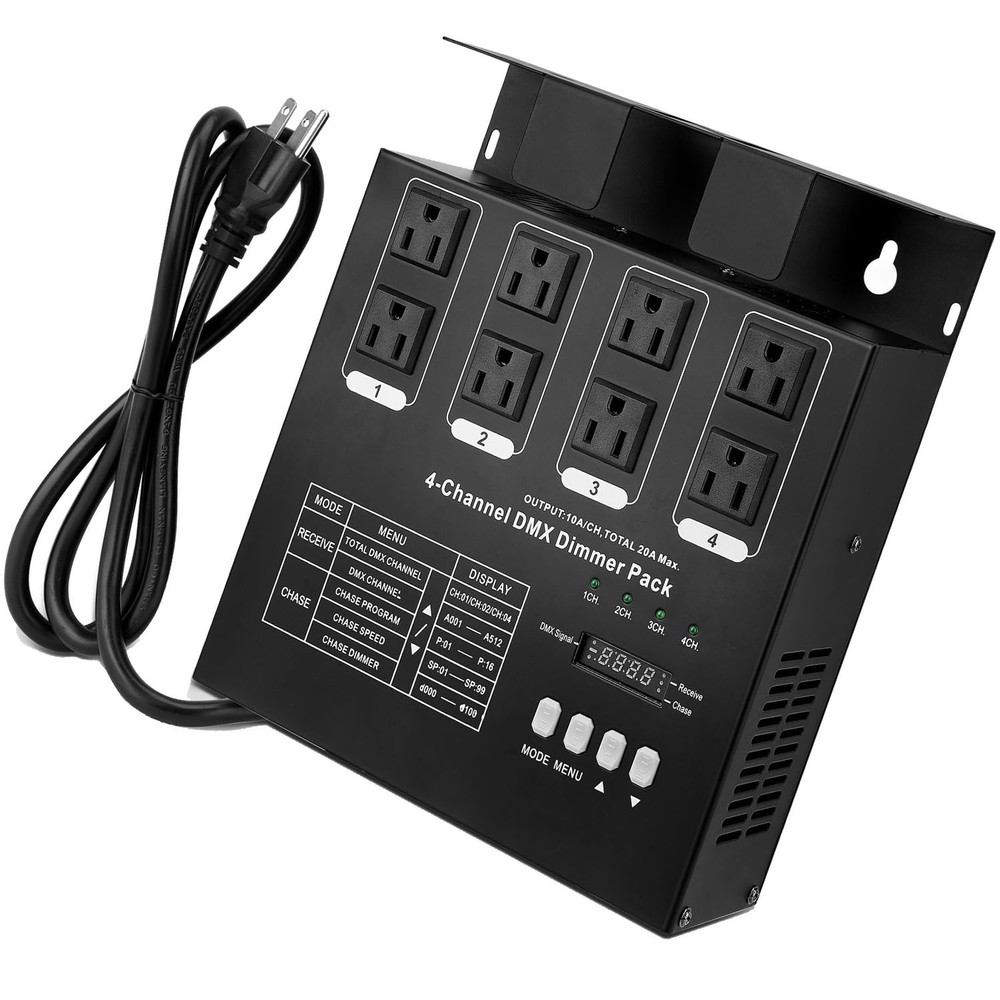 DMX 4-Channel Dimmer Pack w/DMX512 Protocol For LED Bulb High-Voltage Halogen