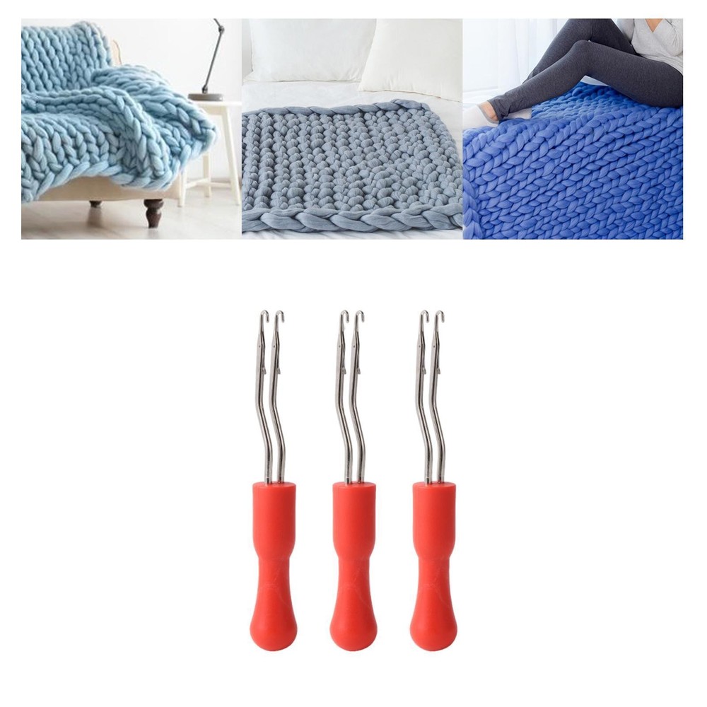 3 Pieces Latch Hooks for Carpet Making Double Head