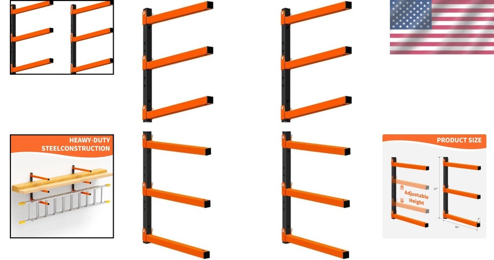 Scratch Resistant Heavy Duty Lumber Storage Rack, 330 lbs Capacity, 4 Pack