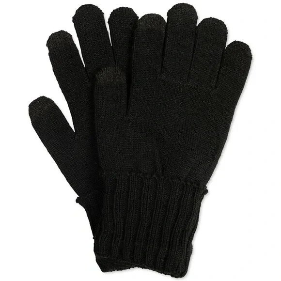 Style & Co Womens Solid Black Touchscreen Gloves One Size Recycled Materials New