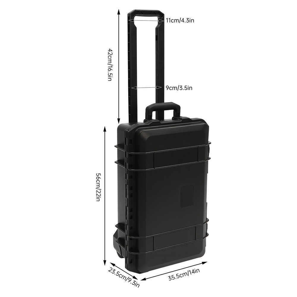22" Camera Hard Case Protective Roller Waterproof Camera Carrying Case w/Foam