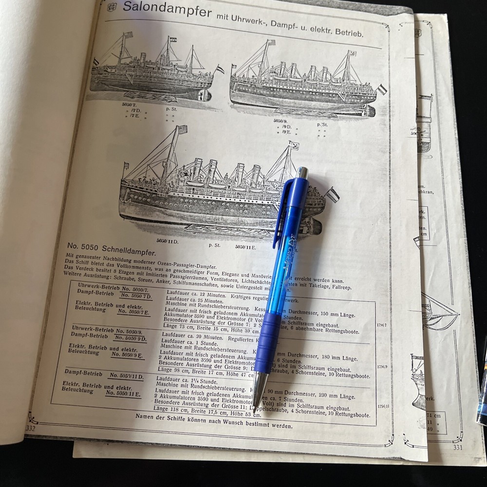 German MARKLIN Model Ships Catalog Copy