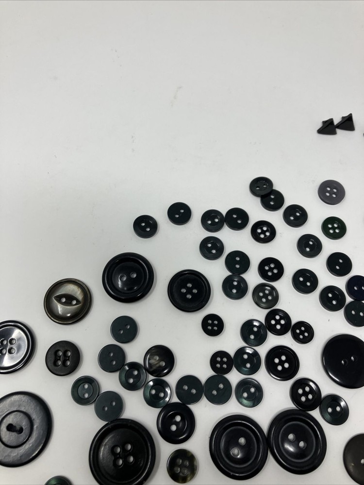 Vintage Button Lot Black Gray Mixed Lot