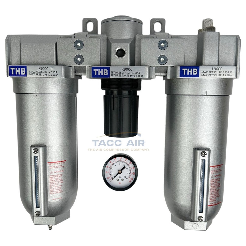 1" Compressed Air FRL System Filter Regulator Oiler Separator Lubricator Combo