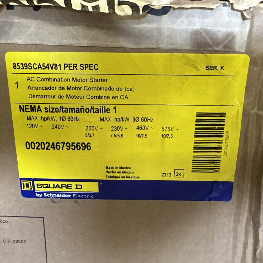 ⚡️8539SCA54V81 Square D AC Combination Motor Starter