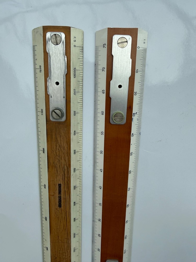 Drafting machine scale rules pair Ozalid 12” & 20”