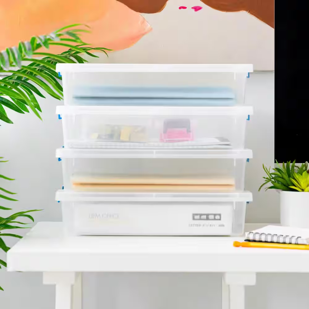 5.5 Qt. Plastic Storage Clip Box, Clear (4-Pack)