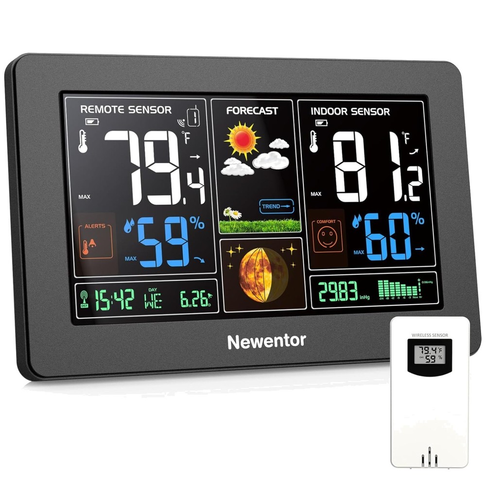 Chic Digital Weather Station: Atomic Clock, Backlight & Multiple Sensor Support
