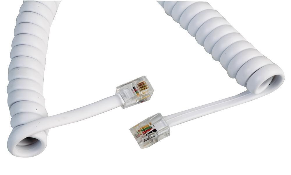 PRO SIGNAL - Cordon curly RJ10 blanc 1,5m