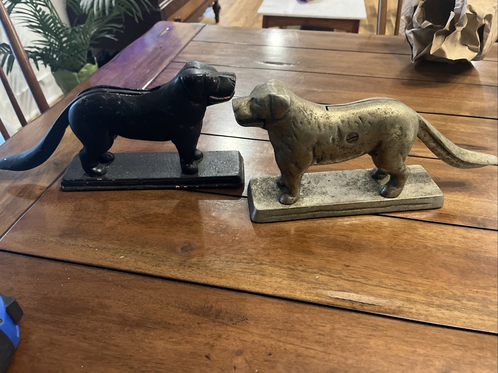 Pair Of Cast Iron Nutcrackers Dog Figure