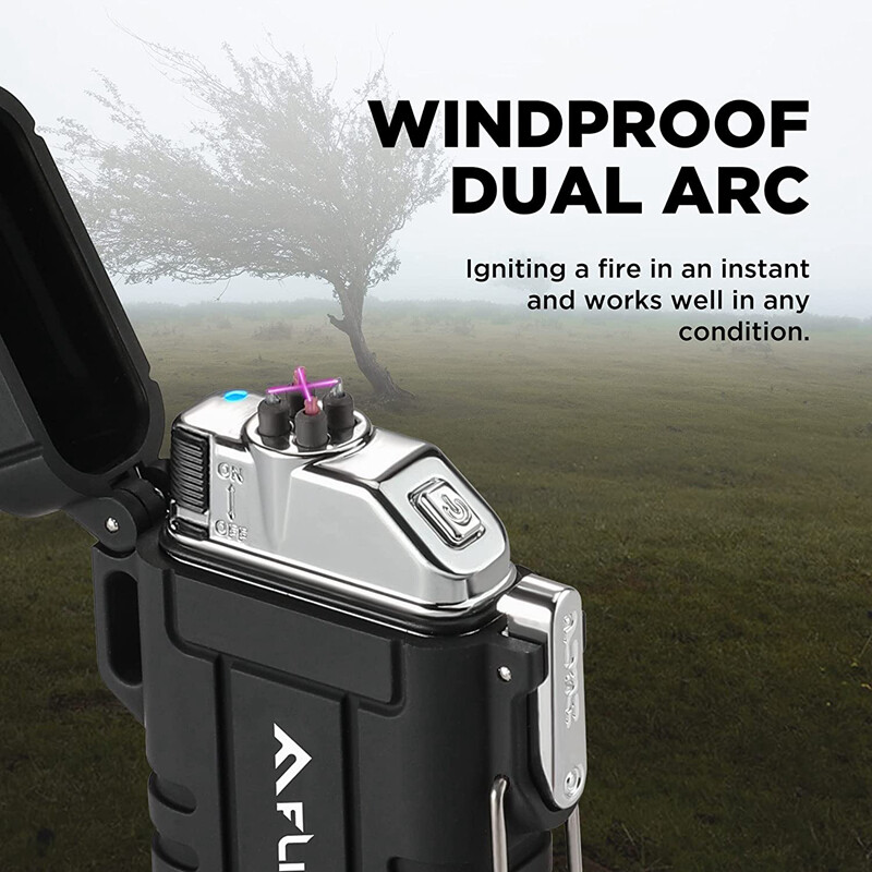 Flissa 2PC Windproof&Waterproof Lighter Set w/ Outdoors Multi-Function Spoon NEW