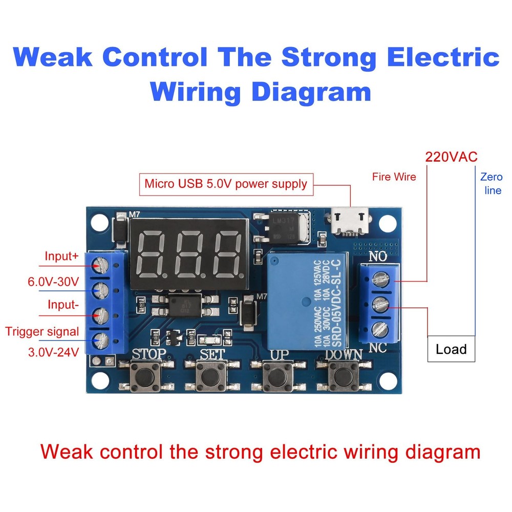 FORIOT 2pcs 5V Micro USB Timer Relay DC 6-30V Programmable Cycle Delay Timer...