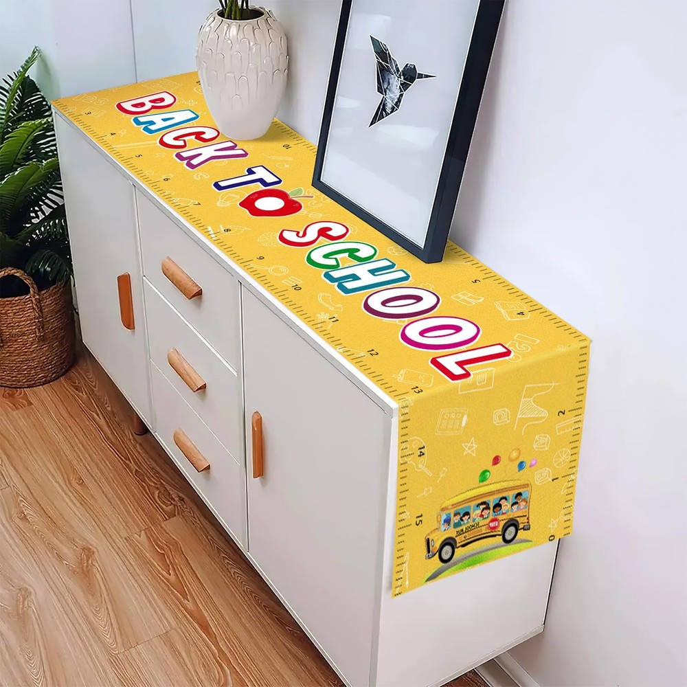 Back To School Table Runner Ruler Shape Classroom Party Decor 13x72 Inch