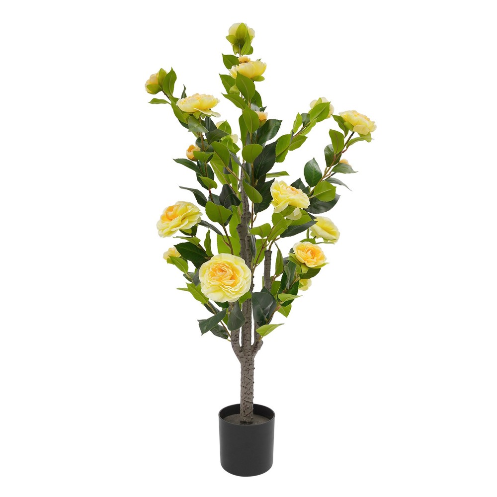 2 Pack Artificial Tea Rose Tree for Modern Home, Simulated Tea Rose Tree