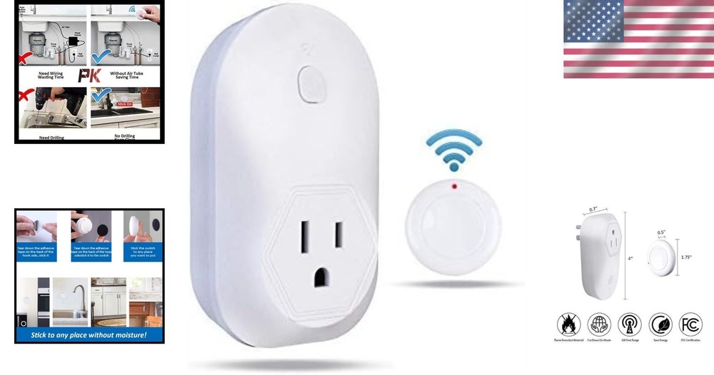 Elegant Wireless Garbage Disposal Switch Kit - No Drilling Required, 100ft Range