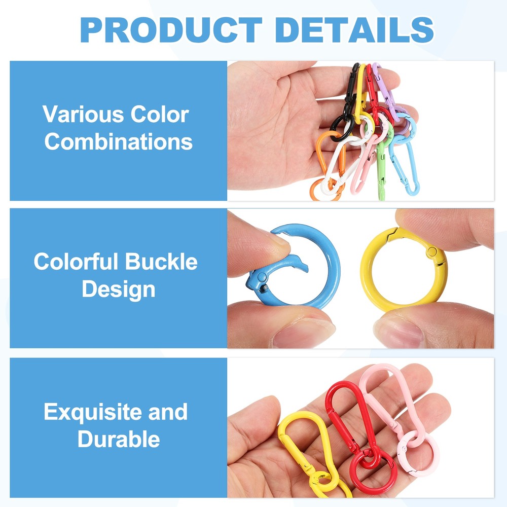 16Pcs Spring Snap Clip, Keychain Clips Buckle with O Ring, Blue