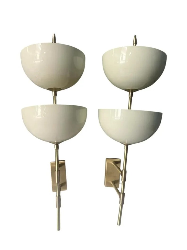 Brass & White Dome Wall Sconces: Modern Minimalist Vanity Lighting