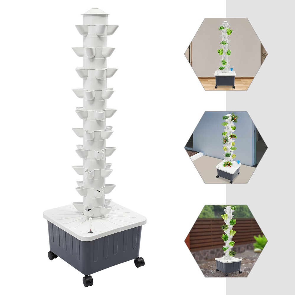 10 Layer 50 Pots Vertical Hydroponic System Tower Garden Home Grow Kit Modern