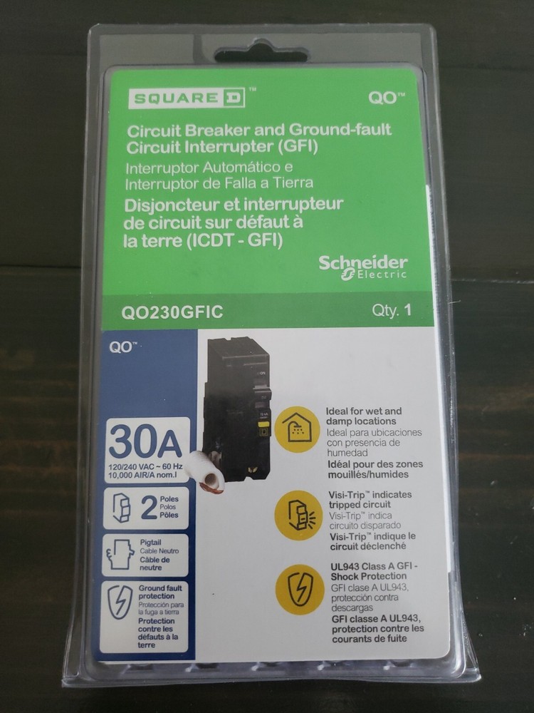 Square D QO230GFIC 30A Two Pole Circuit Breaker GFIC New E2