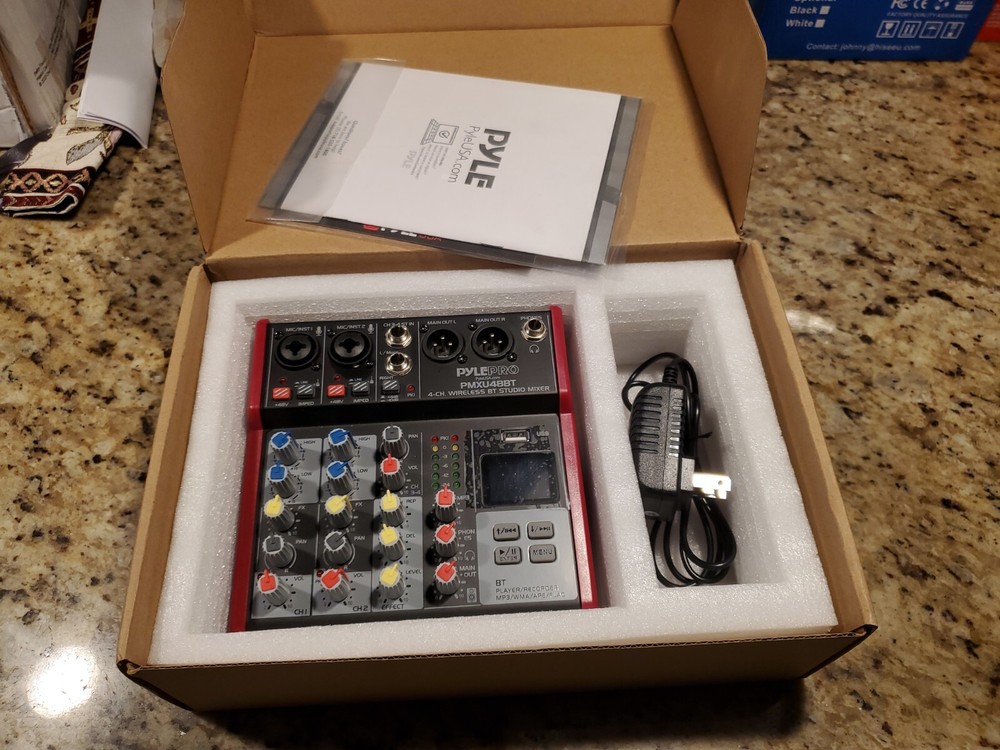 Pyle PMXU48BT 4-Ch. Bluetooth Studio Mixer, Pro Digital DJ Audio Mixer Console