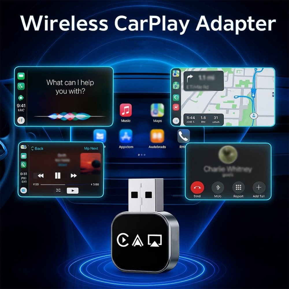 Wireless Carplay Adapter 3 in 1 Airplay Android Auto Carplay USB iPhone Android
