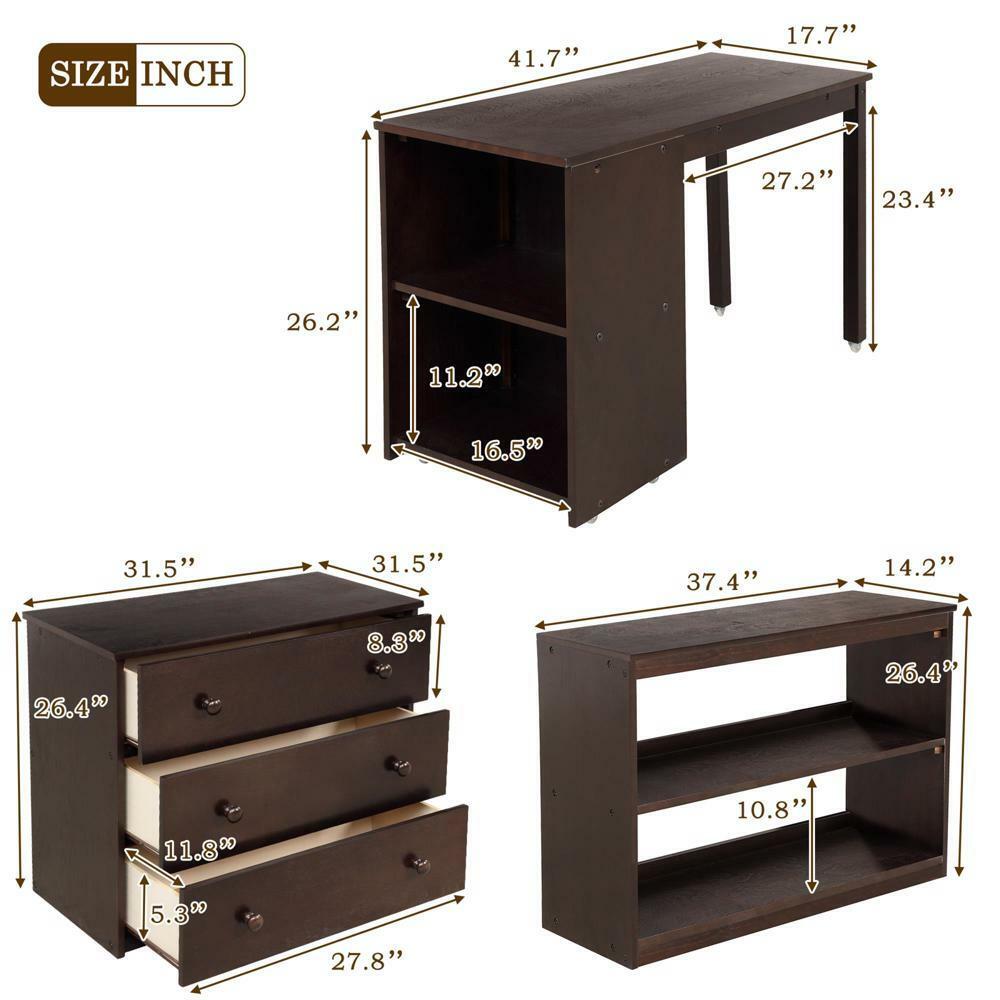 Low Study Twin Loft Bed Espresso
