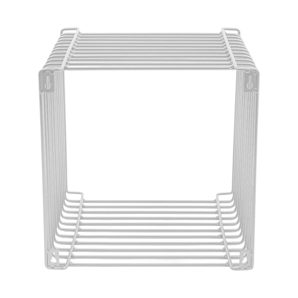 2025 Style Side Table Square Geometry Side Table Linear Metal End Table Silver