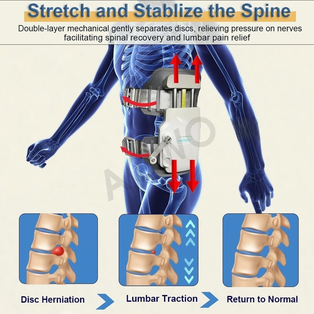 Adjustable Lumbar Traction Belt Spinal Decompression Device Back Brace Sciatica
