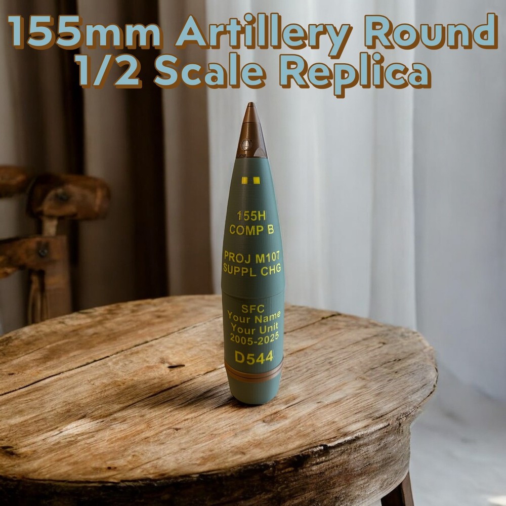 3D Printed Replica 155mm Howitzer Shell: Half Scale M107
