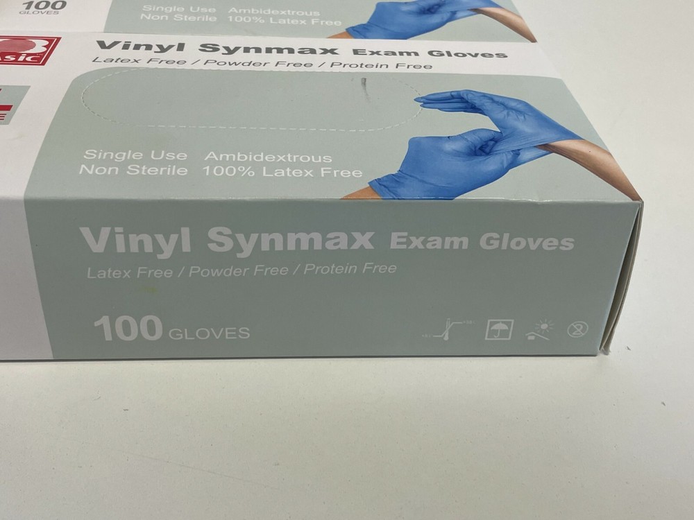 N3: 4 Boxes - 100 each box - Basic Vinyl Synmax Exam Gloves XL BMPF3004