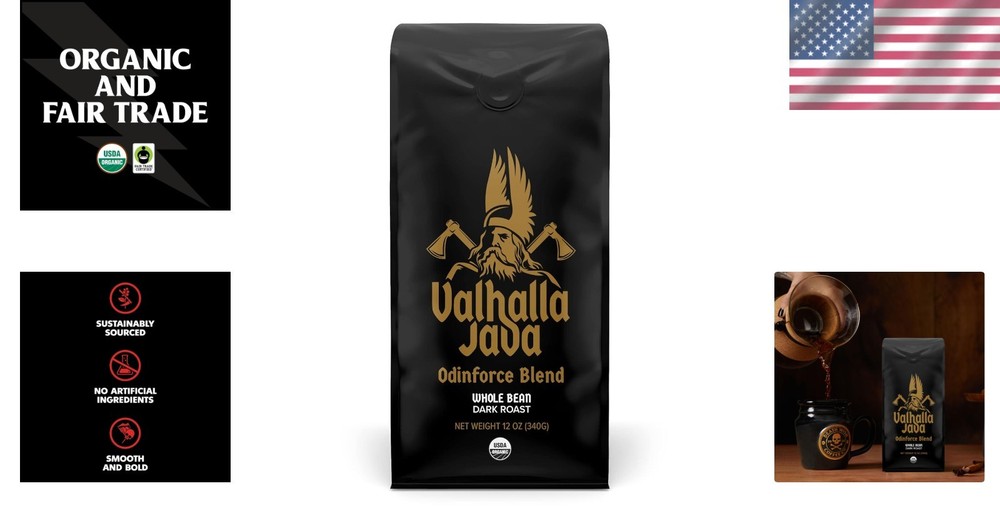 Valhalla Java Odinforce Blend Whole Bean Coffee - Dark Roast with Extra Caffeine